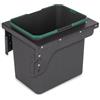 Emuca - Contenitore per la raccolta differenziata per cucina con fissaggio laterale, 1x35L, Acciaio e Tecnoplastica, Plastica grigio antracite