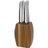 LOU LAGUIOLE Ceppo con 6 Coltelli Bistecca Inox Jet, Legno Acacia | Blocco di legno di acacia con 6 coltelli da bistecca, acciaio inox 13 C, finitura a specchio, 9 x 5 x 12 cm, legno