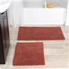 Lavish Home 2-Piece Cotton Bathroom Mat Set Set di 2 tappetini da Bagno in Cotone, Mattone, 35x22x0.5, 2 unità
