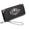 Ecohaso Portafogli da donna, con cerniera a portafoglio gotico di grande capacità, borsa lunga con carta di credito, pochette da polso per le donne, A-nero, Custodia per carte di credito