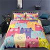 Tabeskly Gatto Carino Sacco Copripiumino Matrimoniale Bambino Piumino Matrimoniali Letto Set Multicolore 200x200cm