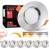 YindaLux Faretti Led da Incasso per Cartongesso Dimmerabili, Bianco Caldo 3000K Bianco Naturale 4000K Bianco Freddo 6000K 5W, IP44, 45° Orientabili, Diametro Foro Ø68-80mm, AC 220-240V, Set di 6
