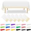 NACHLYNN Confezione da 6 tovaglie in plastica usa e getta, 137 x 274 cm, color oro e bianco, rettangolari, per feste, fidanzamenti, matrimoni, battesimi, compleanni, decorazioni