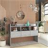 QJBSAVVA Credenza, Madie E Credenze Madia Alta Armadietto Bagno Consolle Ingresso Moderno Adatto per Balcone Ingresso Soggiorno Ufficio Grigio Cemento 105x30x70 cm in Legno Multistrato