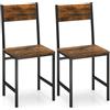 COSTWAY Set 2 Sedie Sala da Pranzo 44 x 40 x 87cm, Sedie Industriali con Gambe in Metallo, Venatura del Legno Rustico e Schienale Inclinato per Cucina, Soggiorno e Ristorante, Marrone e Nero