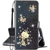 SEHEYA per Xiaomi Redmi Note 10 4G / Redmi Note 10S Cover Portafoglio Brillantini Farfalla Gatto Custodia Libretto PU Pelle Glitter a Libro Donna Flip Case Magnetica Protezione Caso, Nero