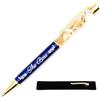 StarMaker Penna incisa The Boss, blu con astuccio in tessuto | Penna in metallo con foglia d'oro - Regalo originale ed elegante per colleghi, capi o amici