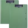 PTJJXA 2 Pcs Portablocco A4 con Doppia Clip, Plastica Pieghevole Scomparto Portadocumenti, Porta-pad Lavagna da Scrittura, Leggero Clipboard per Studenti, Ufficio e Scuola (Verde)