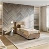 DEGHI Letto singolo contenitore 80x190 cm in velluto tortora sfoderabile - Hatfield