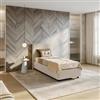 DEGHI Letto singolo contenitore 80x190 cm in velluto beige sfoderabile - Hatfield