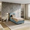 DEGHI Letto singolo contenitore 80x190 cm in tessuto ciniglia cielo sfoderabile - Hatfield