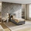 DEGHI Letto singolo contenitore 80x190 cm in tessuto ciniglia grigio sfoderabile - Hatfield
