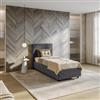 DEGHI Letto singolo contenitore 80x190 cm in tessuto effetto maglia grigio sfoderabile - Hatfield