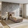 DEGHI Letto singolo contenitore 80x190 cm in tessuto effetto maglia tortora sfoderabile - Hatfield