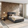 DEGHI Letto una piazza e mezza contenitore 120x190 cm in tessuto effetto maglia grigio sfoderabile - Hatfield