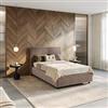 DEGHI Letto una piazza e mezza contenitore 120x190 cm in tessuto effetto maglia tortora sfoderabile - Hatfield