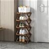 XZXWZX Scarpiera Pieghevole, Organizer Verticale per Scarpe in Bambù, Scaffale alto Multifunzionale e Stretto per Scarpe per Ingresso, Armadio, Angolo, Camera da Letto, Corridoio, Colore Marrone, 5 Ripiani