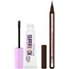 Maybelline New York Superlock Brow Glue Gel Sopracciglia Trasparente Fissante Effetto Laminazione Lunga Tenuta 24H + Hyper Easy Eyeliner in Penna Punta Flessibile Colore 810 Pitch Brown