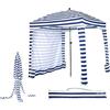RELAX4LIFE Tenda da Spiaggia Pieghevole/Gazebo183 x 183 cm con Borsa, Parete Laterale Staccabile e 8 Sacchetti di Sabbia, Tenda Portatile per il Sole all'Aperto per Mare, Campeggio e Picnic (BLU)