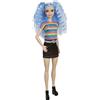 Barbie- Bambola Fashionistas con Capelli Azzurri, Maglietta Colorata e Accessori alla Moda, Giocattolo per Bambini 3+ Anni, GRB61