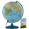 Tecnodidattica Safari 25 - Mappamondo illustrato con animali, ambienti e opere dell'uomo, mappamondo in lingua italiana, Diametro 25 cm, fornito con il suo libretto