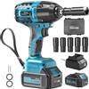HOFTME Avvitatore A Impulsi a Batteria 700Nm, Professional 1/2 Elevata Avvitatori a Massa Battente con Batteria 4000mAh, 5 Bussola, Avvitatore Batteria per Auto Casa