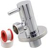 AERZETIX - Valvola d'Arresto ad Angolo 1/2x1/2 - in Ottone con Rivestimento Nichelato - con Rosetta e Guarnizione in PTFE - Raccordo Rubinetto Acqua Potabile Sanitaria per Lavello Bagno Cucina