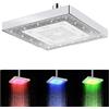 HOSPAOP Soffione doccia a pioggia a LED, 8 pollici (20 cm) con controllo della temperatura, flusso elevato, soffione doccia quadrato per la casa e il bagno