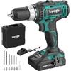 Iceagle Avvitatore a batteria 20 V - Trapano avvitatore con caricatore da 2,4 Ah e batteria da 2,0 Ah | Trapano avvitatore a percussione, 35 Nm Max, 2 marce, 3 modalità, mandrino da 13 mm, 25 + 1