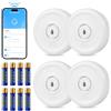 Fuers Rilevatore Perdite Acqua WiFi 4 Pezzi Sensore Acqua con Batteria 100dB Sensore Perdita Acqua Kit per Sistema di Allarme e Domotica Casa Intelligente, Rilevatore Acqua per Cucina, Bagno, Seminterrato