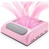 Retoo Aspirapolvere per unghie professionale per nail art & casa 80 W potente aspiratore per manicure salone unghie velocità 4500 rpm rosa