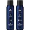 Adidas UEFA Star Edition, Deo Body Spray, Spray Deodorante Uomo, Formula Vegana, Protezione 48 ore, 150ml (Confezione da 2)