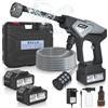 BULLA Idropulitrice a Batteria 6 in 1, con 2 Batterie da 4000mAh, Tubo da 5M - Idropulitrice Portatile Senza Fili per Auto, Giardino, Pavimenti e Esterni (Nero)
