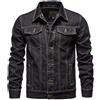 DaPongZhi Giubbotto di Jeans Casual Denim Giacca Moto Slim Fit Jacket Uomo, Primavera/Estate/Autunno Maniche Lunghe Giubbino Sportiva, Trench Primaverile (Nero, XXXXL)