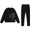 Generico Tuta Syna World Nero Grigio Autunno Da Uomo Donne,girocollo Giacca E Pantaloni,Stampa fronte e retro,Set Felpa Con Cappuccio,XS-XL,maniche Lunghe,Ricamo Casual Unisex Sweatsuit Set(Nero,S)