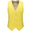 Ruamilyy Gilet da uomo con scollo a V, smoking con bottoni, alla moda, 4 bottoni, elegante, formale, da uomo, slim fit, senza maniche, elegante, giallo., L