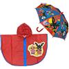 CARTOON Set Pioggia, Mantellina Pioggia + Ombrello, Bing e Sula, Ombrello con Manico a U, Apertura Manuale, Impermeabile, Mantella, Antipioggia, Antivento, in PVC, per Bambini (7-8 anni)