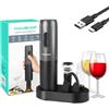 HAUSHOF Cavatappi Elettrico per Vino con Supporto, Set Apribottiglie Professionale 4 in 1 con Tappo per Vino Sottovuoto, Tagliacapsule, Versatore per Vino, Regali per Uomini e Donne Casa Nuova