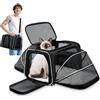 ALLSOPETS Trasportino Estensibile per Cani e Gatti, Trasportino Gatto Pieghevole Morbido con Estensioni Laterali, Cuscino Rimovibile e Tasche da Viaggio in Aereo (Bianco & Nero)