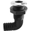 JT-HLM Barca 90 gradi 3/4 '' Marine Nylon Thru Hull Connector,Black Deck Floor Drain Scupper con copertura in acciaio inox, tubo flessibile gomito pompa di sentina scarico attraverso scafo raccordo