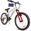 sun baby Tiger Bike Bicicletta per bambini 20 pollici ruota dimensioni da 6 a 10 anni altezza regolabile 6 velocità Shimano (Bianco Rosso)