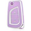 OFF WE GO Custodia Chiave Cover Chiave Guscio Chiavi per Toyota RAV4 Yaris Aygo Auris Avensis Arten Highlander Fortuner Tundra Coprichiave Macchina Copri Chiavi Telecomando Portachiavi, Argento Viola