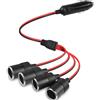 HATMINI 1 a 4 Adattatore per Caricatore per Accendisigari da Auto 12 V 24 V Presa a 4 Vie Cavo di Prolunga Splitter per Accendisigari per Auto 13 AWG con Fusibile da 20 A - 1FT/0,3 M
