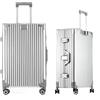 Aoliwei Valigia Bagaglio a Mano in alluminio 100%. Valigia Trolley con 4 Ruote Doppie Girevoli e Lucchetto TSA Integrato(S,Argento,39.5x23x58.5)