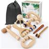 ACWOO 8 in 1 Strumenti di Massaggio per Terapia del Legno， Maderoterapia Kit Legno, Massaggiatore Anticellulite per Modellamento del Corpo, Drenaggio Linfatico, Sollievo dal Dolore Muscolare