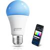 Aigostar Lampadina Alexa E27 SL2 WiFi Lampadine Smart LED 9W 806LM, Lampadina Intelligente RGBCCT Dimmerabile, 2700K-6500K, sincronizza con la musica, compatibile con Alexa/Google Home, 1 pezzi