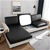 LJQAIZYL Copriseduta Divano Elasticizzato Impermeabile,Coprisedile per Divano con Penisola in Pelle,Copricuscini per Divano 3/4/2/1 Posti Copri Seduta Divano Protezione per Mobili,Black-backcushion（60-85cm)