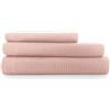 Corredocasa Tris Asciugamani Puro Cotone Bianco Nido D'Ape-Telo Doccia Asciugamano Viso e Ospite 100% Morbido e Soffice Cotone per Casa, Forniture Alberghiere B&B e Casa Vacanza (Rosa Cipria)