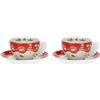THUN - Confezione 2 Tazze Medie Sweet Christmas - Porcellana - Linea Sweet Christmas - Living, Arredare la Casa - Tazzina Ø 9 cm; 6 cm h 160 ml; Piattino Ø 15 cm