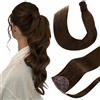 Hetto Coda di Cavallo Capelli Veri Castano Extension Coda di Cavallo Naturali Capelli Umani 100g 50 cm Ponytail Extension Capelli Veri Marrone Naturale #4